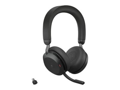 Jabra Evolve2 75 - Hodesett - on-ear - Bluetooth - trådløs - aktiv støydemping - USB-C - lydisolerende - svart - med ladestativ - Certified for Micro
