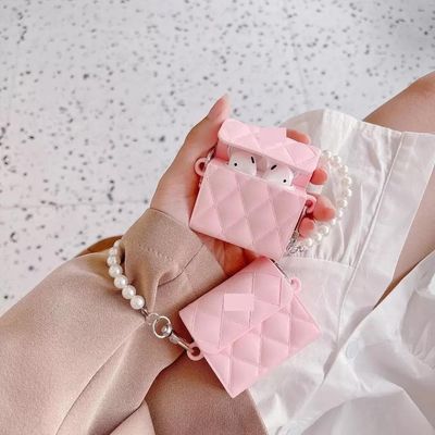 Veske til Airpods Pro rosa veske med luksusvesker med perler