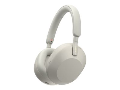 Sony WH-1000XM5 - Hodetelefoner med mikrofon - full størrelse - Bluetooth - trådløs, kablet - aktiv støydemping - 3,5 mm jakk - sølv