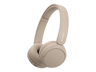 Sony WH-CH520 - Hodetelefoner med mikrofon - on-ear - Bluetooth - trådløs - beige