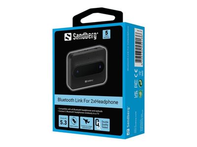 Sandberg Bluetooth Link - Trådlös Bluetooth-ljudsändare för hörlurar