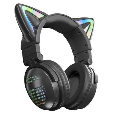 Cat Ear Bluetooth Headset Mikrofon Trådløse Hodetelefoner - Svart