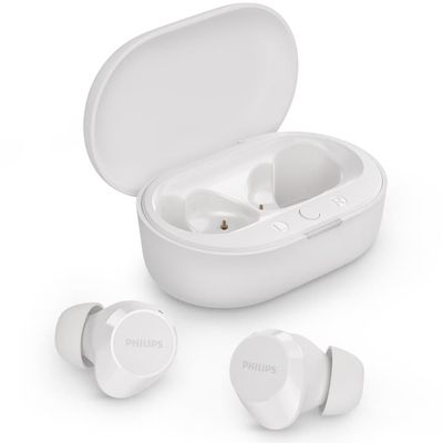 Philips TAT1209WT True Wireless-hörlurar. Små och bekväma. 6+18 tim speltid. IPX4-klass. Vita