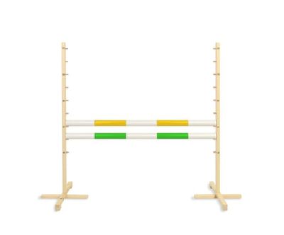 Springforhindring til hobbyhest 120 cm, to bjælker - gul og grøn