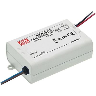 Mean Well APV-25-12 LED transformator Konstantspänning 25 W 0 - 2.1 A 12 V/DC inte dimbar, Överbelastningsskydd 1 st
