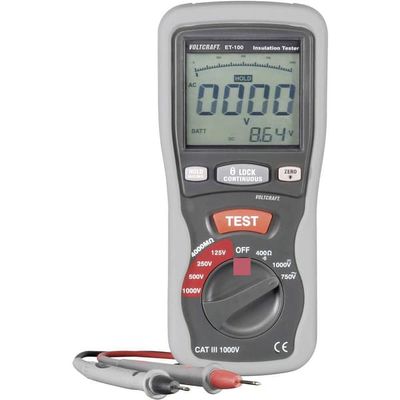 VOLTCRAFT ET-100 Isolationsprovare 125 V, 250 V, 500 V, 1000 V 400 MΩ