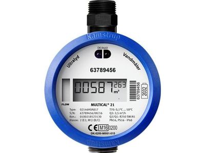 KAMSTRUP Multical 21. Byggelængde 110mm, G3/4B (R1/2), PN16, med flad pakflade. Leveres ekskl. forskruning men med EPDM-pakning