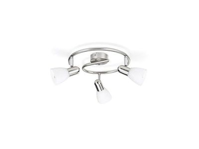 Philips Essentials Burlap-spotlys til tak/vegg, 3 stk., Spotlight på skinne, E14, 3 ampuller, LED, 220-240 V, Kromfarget