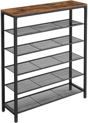 Skoställ med 5 Hyllor - Skohylla industriell Design 100 x 30 x 110 cm vintage brun-svart