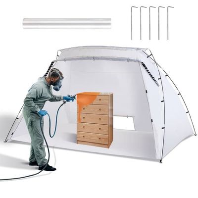 Spraymalingsskur, 10x7x6ft bærbart teltsystem med gulv & net, sammenklappeligt malerværksted til DIY-møbler.