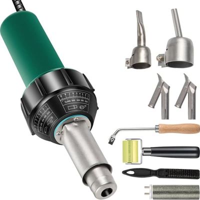 Kraftfull plastsvetsare 1600 W, PVC svetspistol 40-60°C, inkl. 4x ersättningsmunstycken och skärkniv, 3 m.