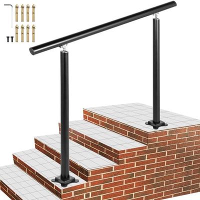 Ledstång utomhustrappa, 4 fot, 34 tum svart, justerbart 0-60 grader, aluminiumtrappräcke för trädgård.