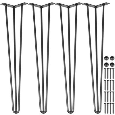 Hårnåle Bordben 20” Sort - 4 Stk. med 220 lbs kapacitet. Ideelle til bord, bænke og stole. Holdbare carbon stål DIY ben til møbler.