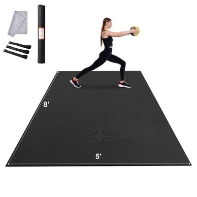 Halkfri Träningsmatta 8x5 ft, Yogamatta för Gym och Pilates, Fitnessmatta med Bra Grepp