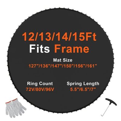 Ersättningsstudsmatta 14 fot, 96 V-ringar, högkvalitativ design, säker hopplek, perfekt passform, hållbar och säker studsmatta