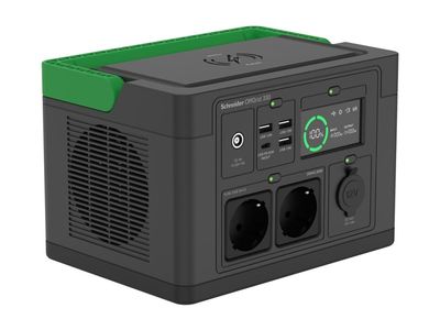 Schneider OffGrid 330 - Bærbar strømstasjon - LCD, litium-ion, 2 CEE 7/3 schuko-kontakter, sinuskurve, 3 USB-A, 1 USB-C, trådløs lader - AC 230 V - 3