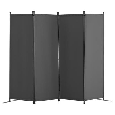 Rumsskiljare 4-Panel, Vikbar Integritetsskärm, Tyg Skiljevägg, Kontorsgrå Färg