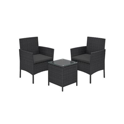 Trädgårdsmöbelset av PE-polyrattan svart-grå
