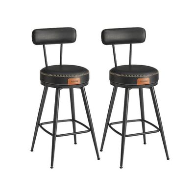 Barstol set om 2, EKHO Collection, 54x54 cm, svart läderimitation