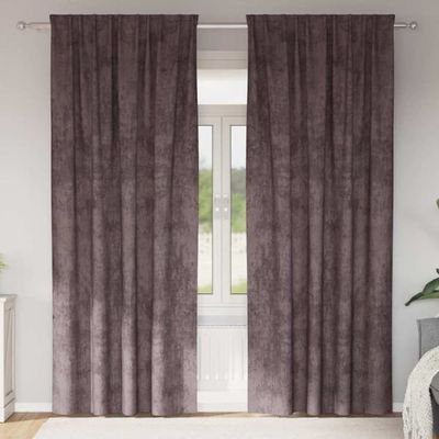 Luksuriøse fløjl gardiner - Mørklægende sæt 2 stk | Farve: Brun | Størrelse: 260 x 140 cm
