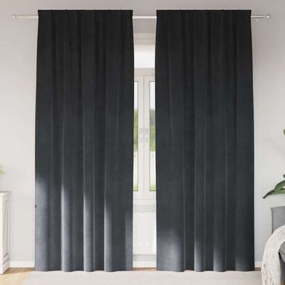 Mörkläggande Gardiner 2 st Ljusgrå Sammet med Top Tape | Storlek: 140x260 cm | Färg: Ljusgrå