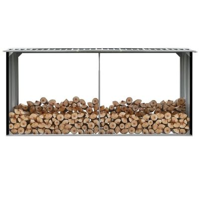 Vedskjul i galvaniserat stål - Stabil vedförvaring | Färg: Antracit | Storlek: 330x92x153 cm