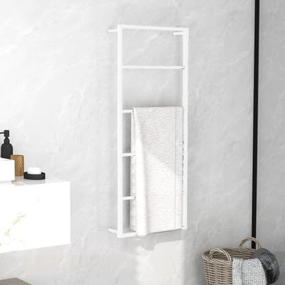 Handdukshängare i stål - Praktisk och dekorativ för badrum | Färg: Vit | Storlek: 45x10x115 cm