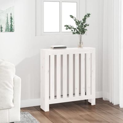 Elementskydd i massiv furu med hylla - Rustik lamelldesign | Färg: Vit | Storlek: 79,5x19x84 cm