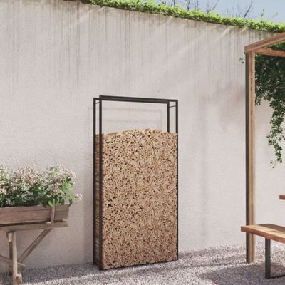 Vedställ i matt svart pulverlackat stål - Förvaring av ved | Storlek: 110x28x214 cm