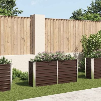 Hævet plantekasse i galvaniseret stål - 160x40x77 cm | Farve: Brun