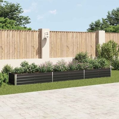 Forhøjet plantekasse i galvaniseret stål - Ideel til haveplanter | Størrelse: 480x80x45 cm | Farve: Antracitgrå