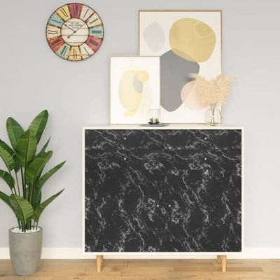 Selvklæbende folie til møbler - PVC sort sten | Størrelse: 500x90 cm