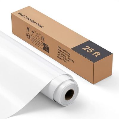 HTV Värmeöverföringsvinyl Strykvinylrulle 304,8 x 7260 mm, Modell 304, Glansig vit, Lång Livslängd