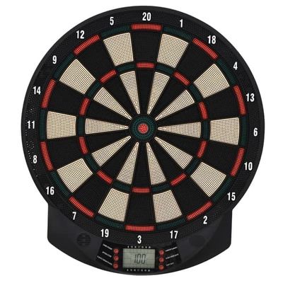 Elektronisk dartskive med automatisk pointtælling, 6 pile, 26 spil/185 muligheder, sort
