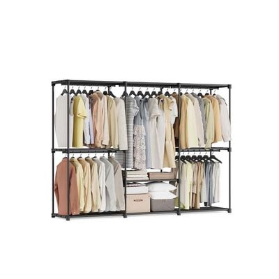 SONGMICS klädskåp med 5 hängande fack 205 x 43 x 166 cm svart