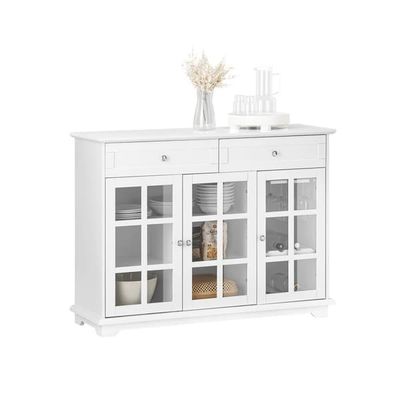 FSB77-W - Køkkenskab/Skænk - Glasdør - Fritstående - 119x90x40 cm - Samling påkrævet - Hvid