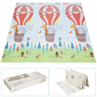 Baby Legetæppe - Foldbart Kravletæppe - Design 3 - Vendbart - Skridsikkert - Tykt - PVC - BPA-frit - Sort