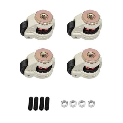 4-pak nivelleringshjul til møbler - GD-60S - Justerbare - 360° drejelige - Nylonhjul - Stålbeslag - Til tung belastning