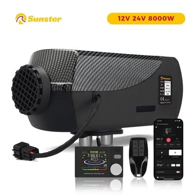 Diesel parkeringsvarmer luftvarmer - 8 kW 12V/24V - Bluetooth-app, LCD & fjernbetjening - Højdedisplay - 10 L tank - 35 dB lavt støjniveau - Hvid