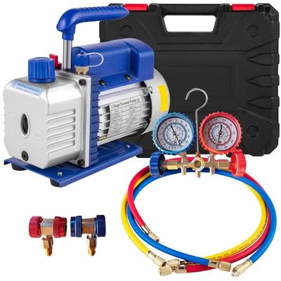Vakuumpumpe til aircondition - HVAC manifold manometersæt - 4 CFM - 1/4 HK - R134a - Køleservice