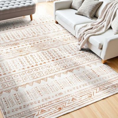 Matta - Rektangulär tvättbar 150 x 240 cm - Halkfri - Rivtålig - Mjuk - Husdjurs- och barnvänlig - För Sovrum & Vardagsrum - Beige