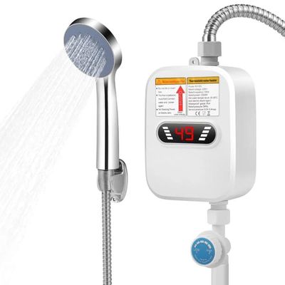 Elektrisk mini-genomströmningsvärmare - Varmvattenberedare - 3500 W - 220 V EU - För dusch/kök/badrum - Termostatisk - Plasthölje - Vit