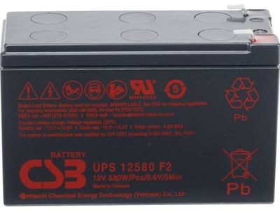 CSB Battery UPS 12580 high-rate UPS12580F2 Blybatteri 12 V 9,4 Ah Blyfilt (B x H x D) 151 x 99 x 65 mm Plattkontakt 6,35 mm Underhållsfritt, låg själ