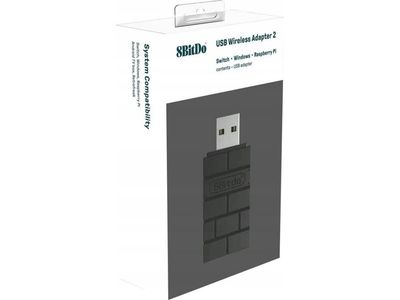 8Bitdo USB Wireless Adapter 2, USB Type-A, Bluetooth, Sort, Android, 56 mm, 24 mm