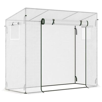 Folieväxthus 200x68x196 cm, rullport & sidofönster, vindtåligt, stål/PE