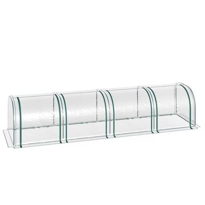 Tunneldrivhus 395x100x80 cm, 4 lynlåsvinduer, stålramme, transparent dug