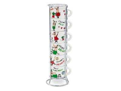 Bialetti L''Omino Italiano, Sett, Flerfarget, Keramisk, Espresso, 6 stykker, Boks