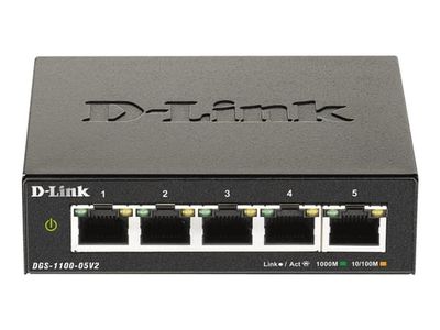 D-Link DGS 1100-05V2 - Switch - smart - 5 x 10/100/1000 - skrivbordsmodell - AC 100/240 V