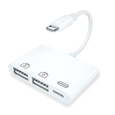 NÖRDIC Lightning Adapter 1 til 3 Ports 2xUSB A Port og 1x Lightning Port for lading