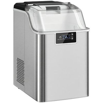 Isbitsmaskin med dispenser – 20 kg/24 h, 2,1 L vattentank, silver